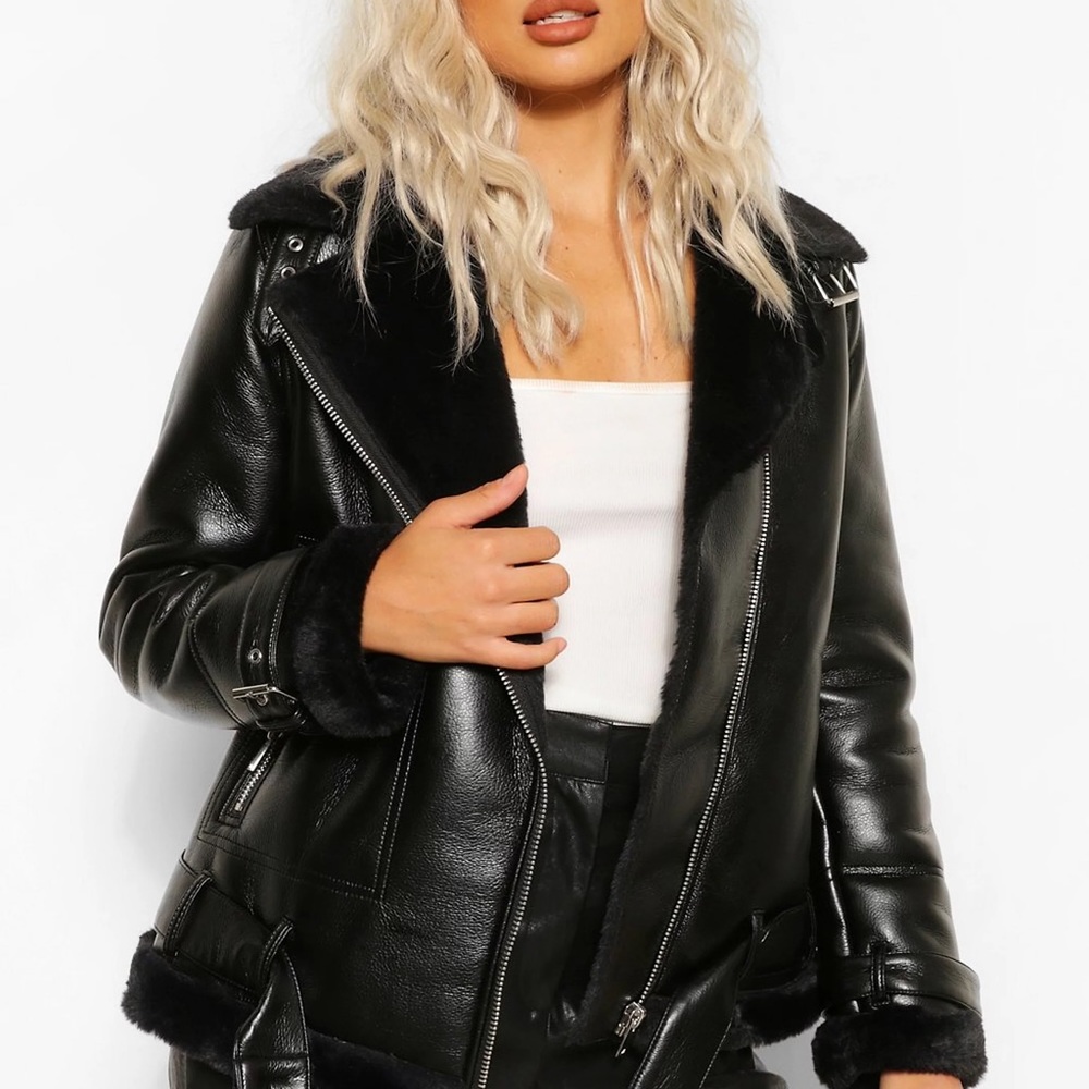 Boohoo oversized zip detail aviator